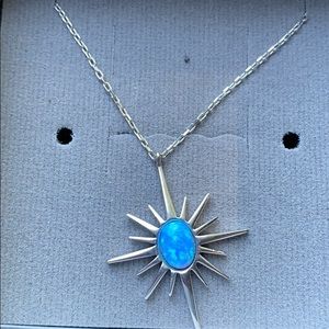 Opal Stone Star pendant Necklace Sterling Silver